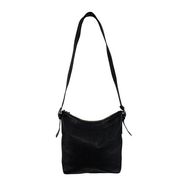 COACH! VINTAGE COLLECTOR BLACK GENUINE LEATHER ADJUSTABLE STRAP PURSE, HANDBAG! - Picture 7 of 13